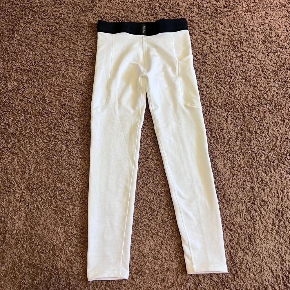 Nike Pro Dri-FIT Mens Compression‎ Tights White Black Striped Swoosh Large NWOT